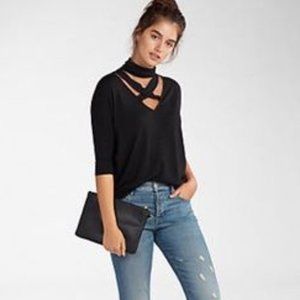 EXPRESS - Crisscross Strappy Mock Neck Shirt